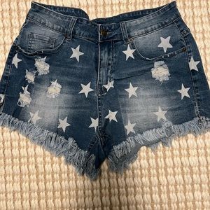 Star denim shorts